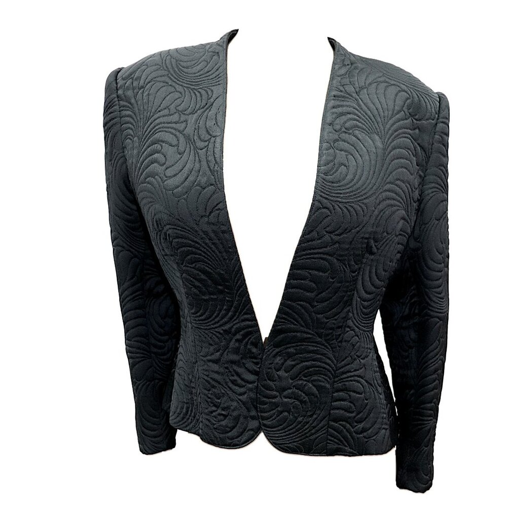 VALENTINO Designer Classic Black Textured Jacquard Blazer Jacket 14